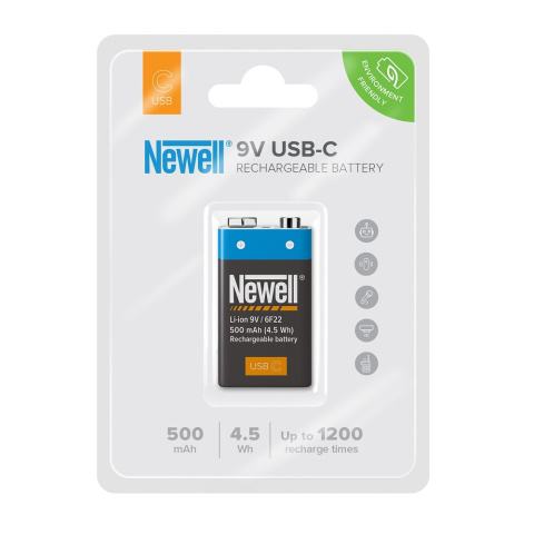 Akumulator 9V Z Wbudowanym USB-C Newell 500mAh