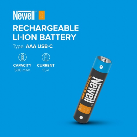 2x Akumulator AAA Z Wbudowanym USB-C Newell 500mAh