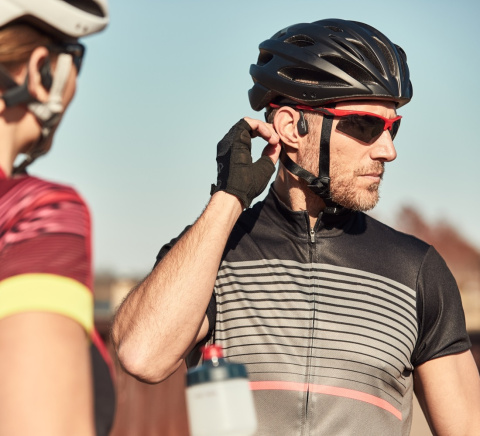 Wodoszczelne słuchawki kostne Shokz OpenSwim niebieskie