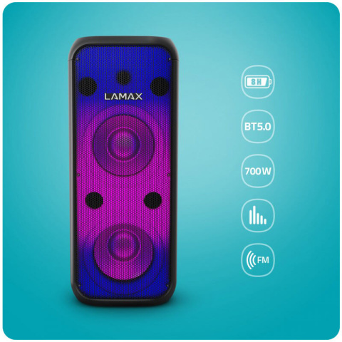 Potężny Bezprzewodowy Głośnik Karaoke LAMAX PARTYBOX 700W LED BT POWER BASS