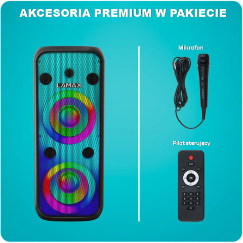 Potężny Bezprzewodowy Głośnik Karaoke LAMAX PARTYBOX 700W LED BT POWER BASS