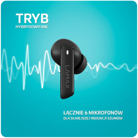 Dokanałowe słuchawki bezprzewodowe Lamax Clips1 ANC Black