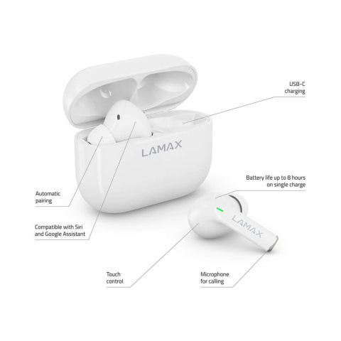 Dokanałowe słuchawki bezprzewodowe Lamax Clips1 White
