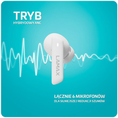 Dokanałowe słuchawki bezprzewodowe Lamax Clips1 ANC White