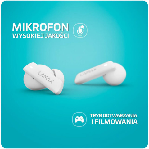 Dokanałowe słuchawki bezprzewodowe Lamax Clips1 ANC White