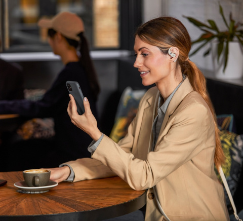 Słuchawki bezprzewodowe Shokz OpenFit beżowe