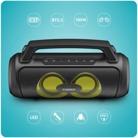 Bezprzewodowy głośnik karaoke Boombox LAMAX PartyGo1 100W