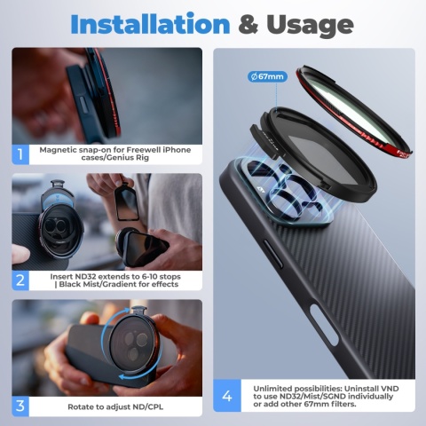 Zestaw filtrów fotograficznych do iPhone 15/16 Pro FREEWELL Pro Hybrid FIlter Kit