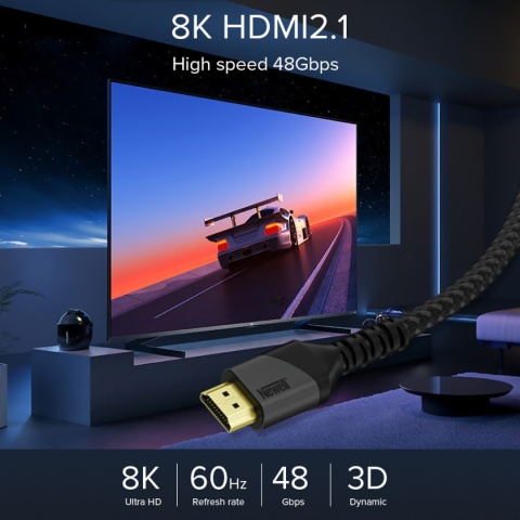 Kabel HDMI - HDMI 2.1 8K 60Hz - 2 m (Grafitowy) - Newell