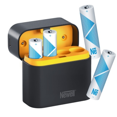 Ładowarka 4-kanałowa do akumulatorów Li-ion + 4 akumulatory Li-ion AA 1,5 V 2200 mAh - Newell