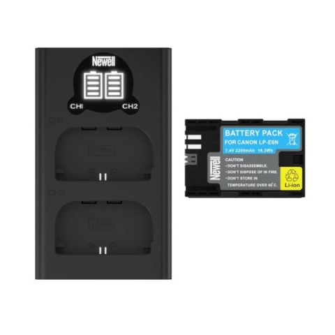Zestaw Ładowarka Dwukanałowa DL-USB-C i Akumulator LP-E6N Do Canon - Newell