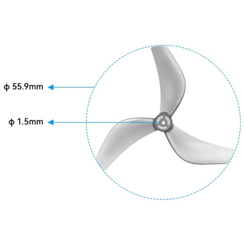 Śmigła drona BETAFPV Gemfan 2218 3-Blade Propellers 1.5mm Shaft (Transparent Grey)