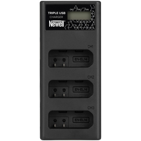 Ładowarka trzykanałowa CD-USB-C do akumulatorów EN-EL14 do Nikon - Newell