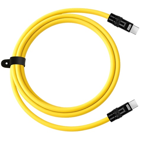 Kabel USB-C - USB-C 100 W 2 m Silikonowy Żółto-Czarny - Newell