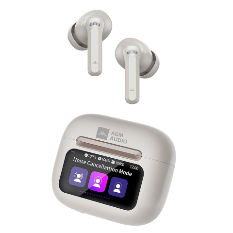 Słuchawki douszne z etui ładującym z ekranem dotykowym BUDS 9 White - AGM Mobile