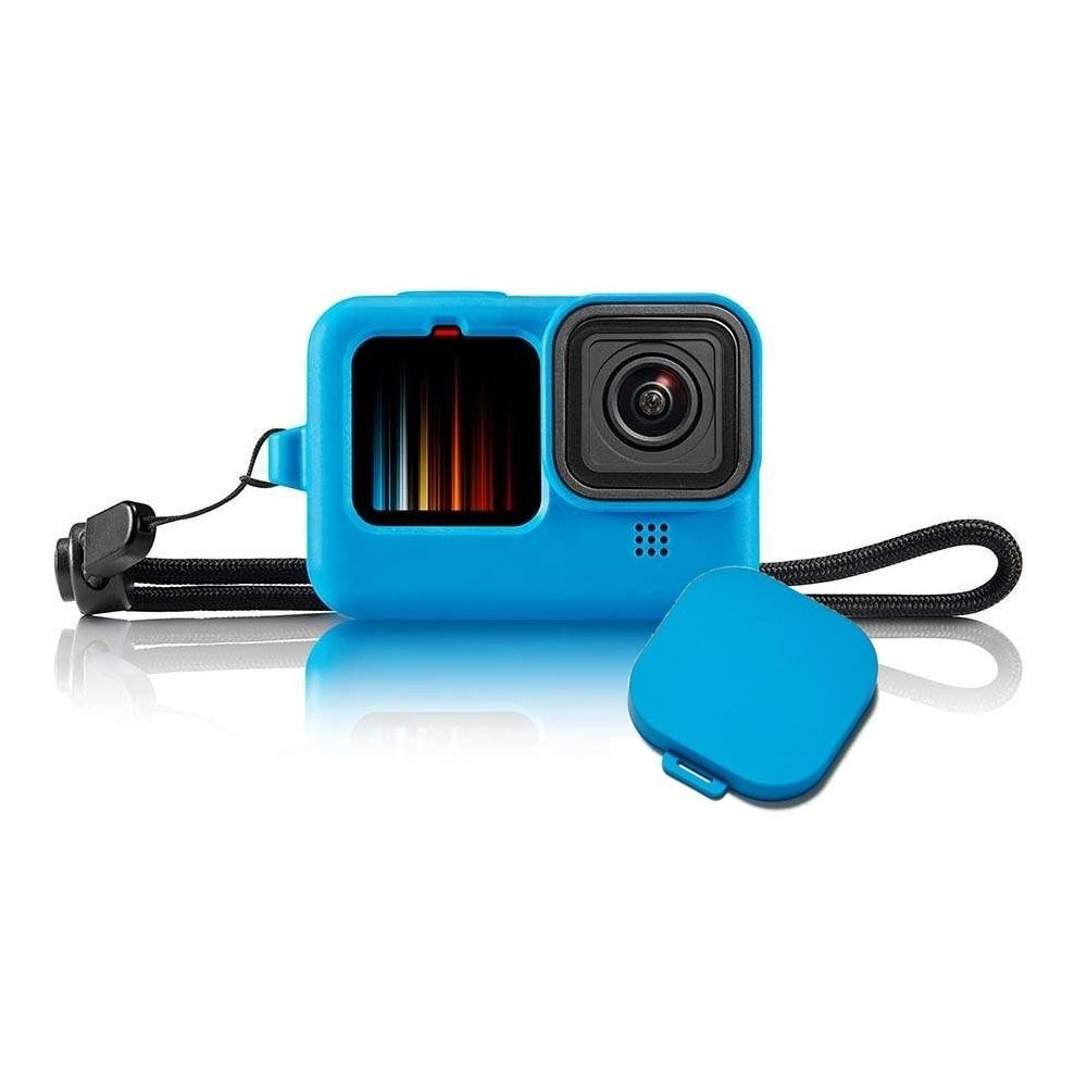 Niebieskie etui silikonowe + osłona obiektywu do GoPro HERO 9 Black