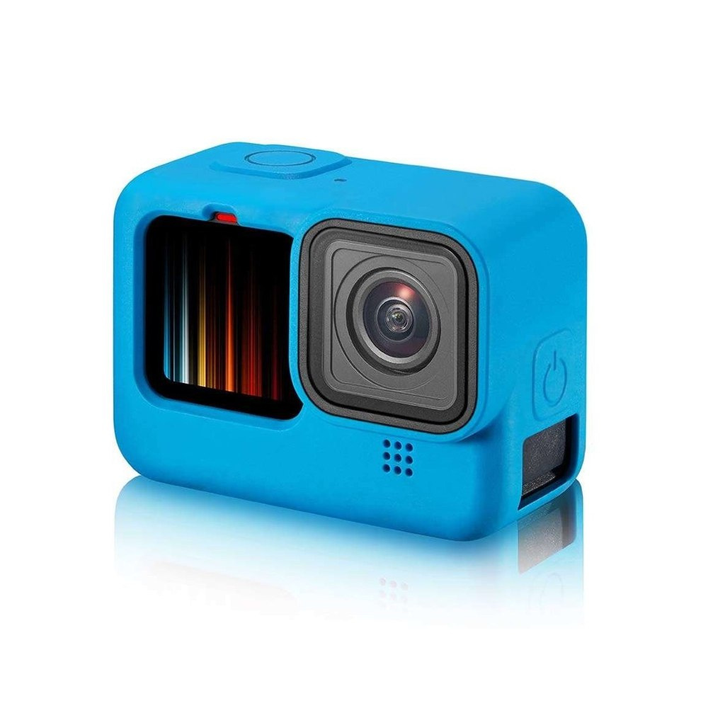 Niebieskie etui silikonowe + osłona obiektywu do GoPro HERO 9 Black